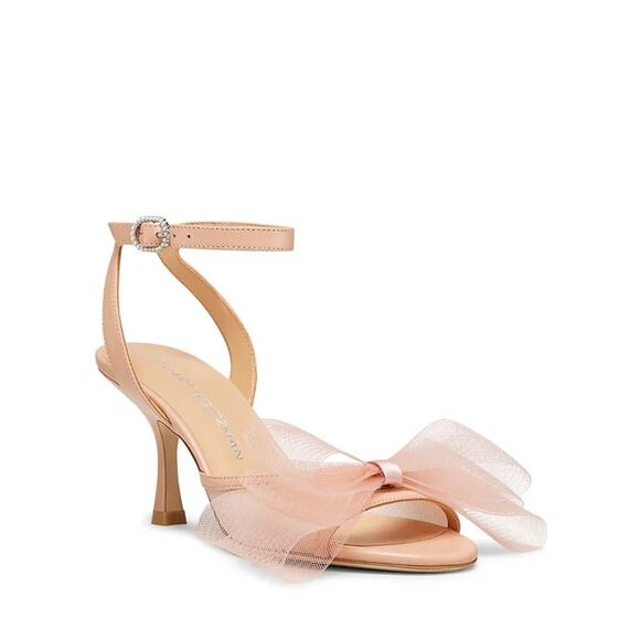 Stuart Weitzman Blushing Bow Mid Heel Sandals Open Toe Ginger Size US 6 NWB - Picture 1 of 12